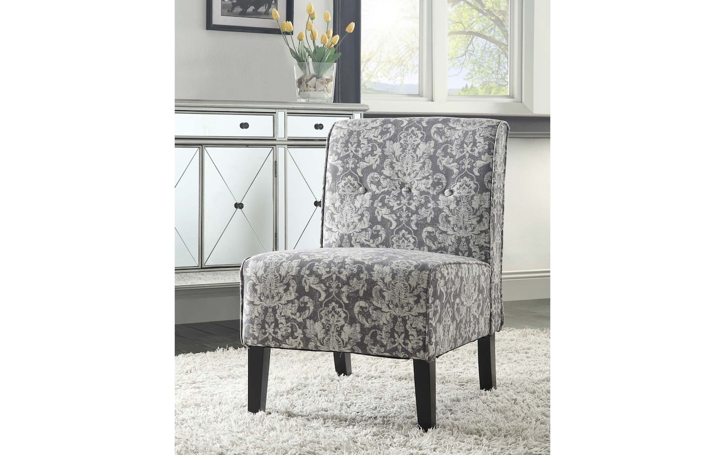 Gray Damask Accent Chair Gray Color   2014102001 Gallery 04 Wide 