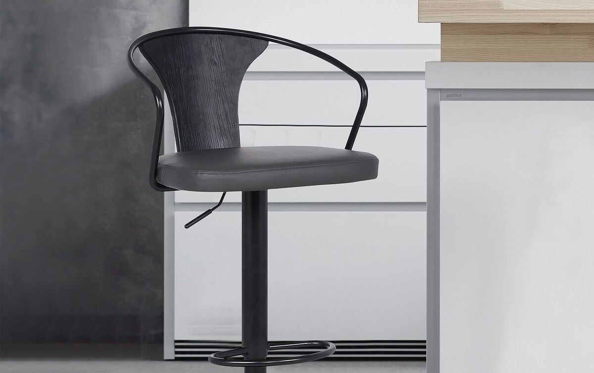 Lynn Gray Adjustable Bar Stool gray_color