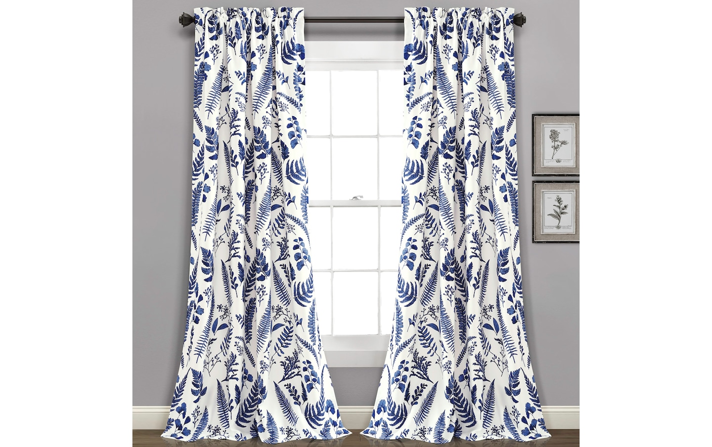 Set Of 2 Leaves 52 X 84 White Navy Curtain Panels Bob S   2018143006 Gallery 01 Wide 