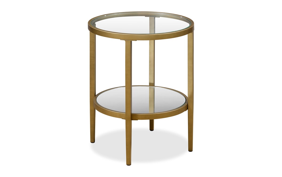 Tera Brass Mirrored Round End Table Bob's Discount Furniture