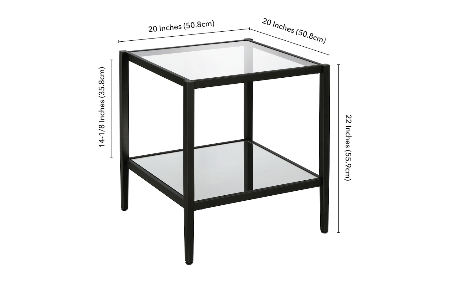 Tera Square Black End Table | blackened_bronze_finish