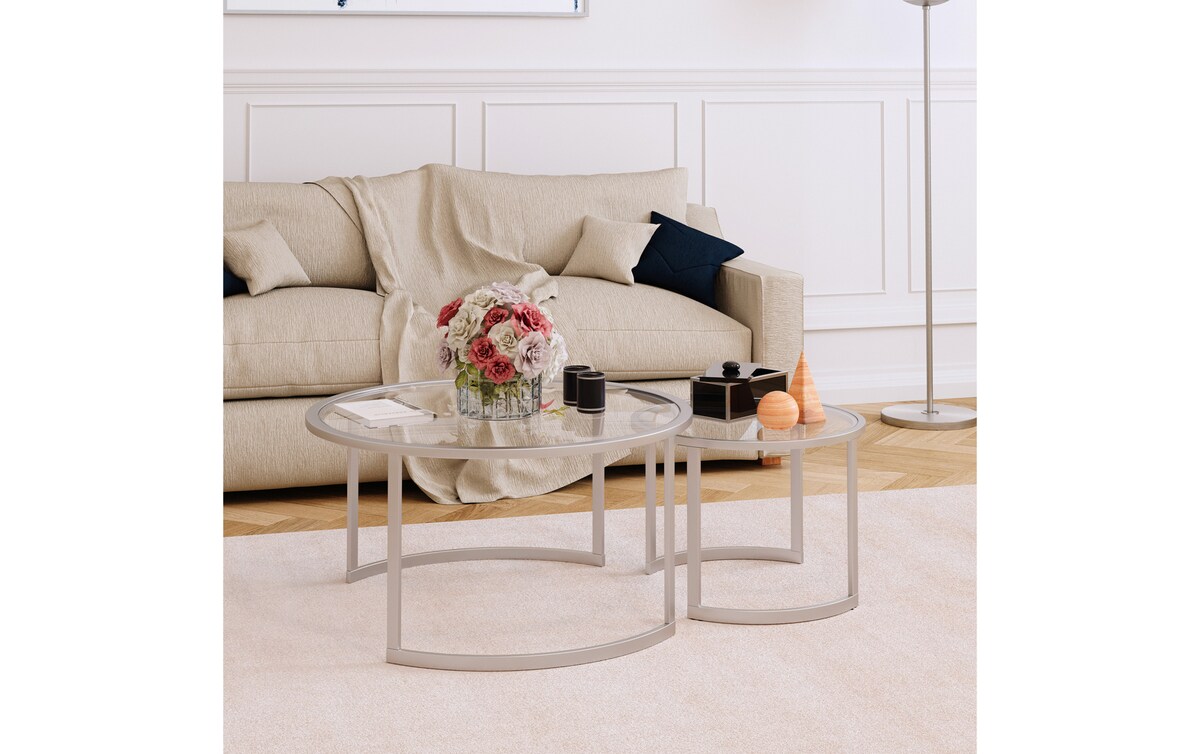 Adam Nickel Coffee Table Set nickel_finish Bob's Discount Furniture & Mattress Stores