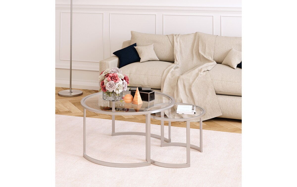 Adam Nickel Coffee Table Set nickel_finish Bob's Discount Furniture & Mattress Stores
