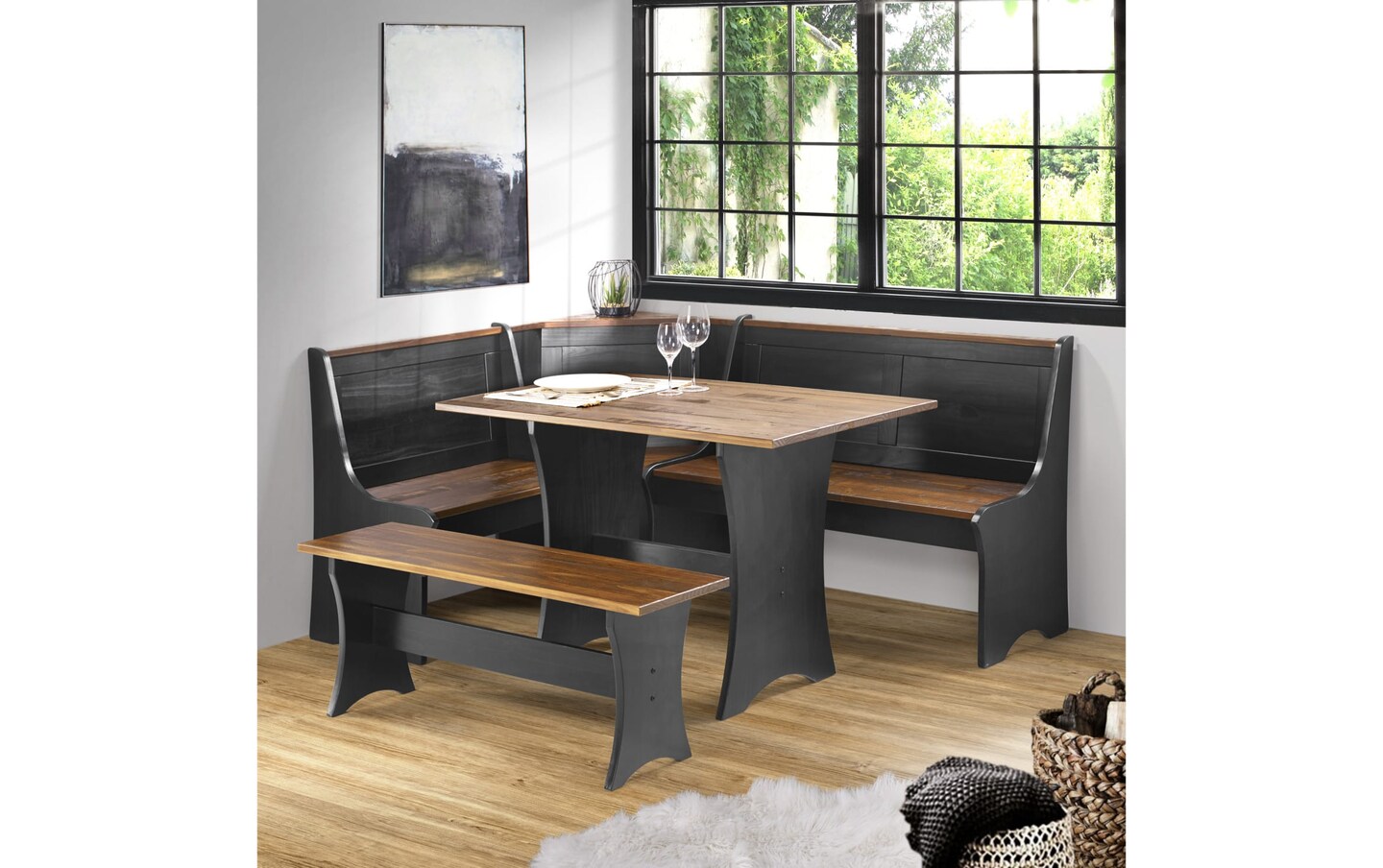 Palma Brown Black Dining Nook with Bench Bob s Discount Furniture Mattress Store