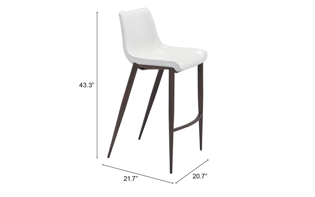 Set of 2 Rikki White & Walnut Bar Stools barheight