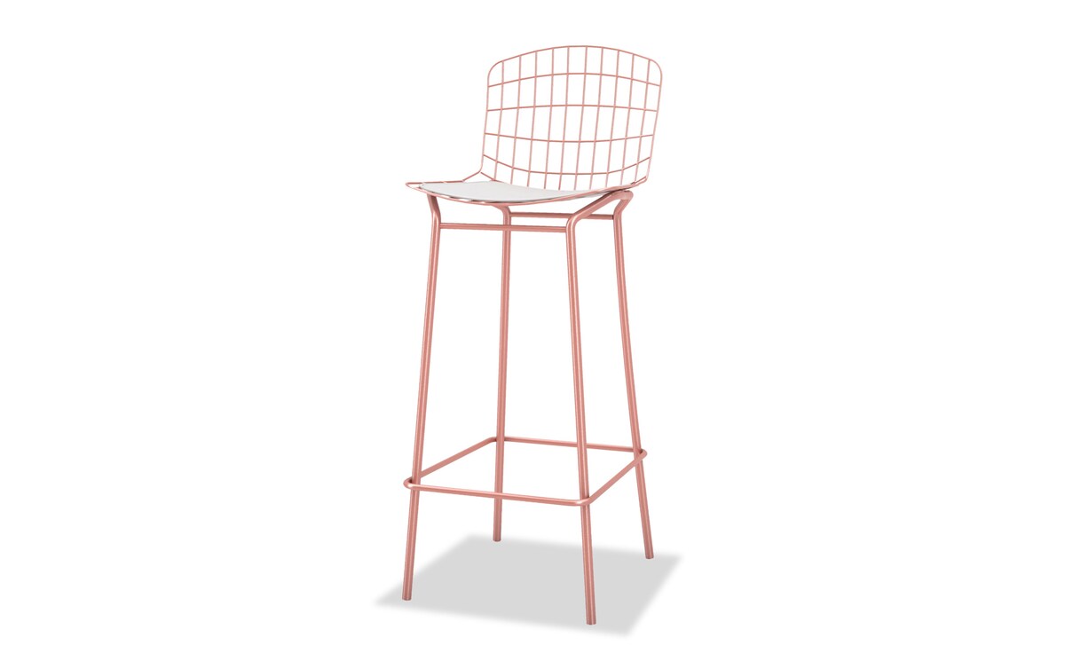 Azra White & Rose Gold Bar Stool white_color