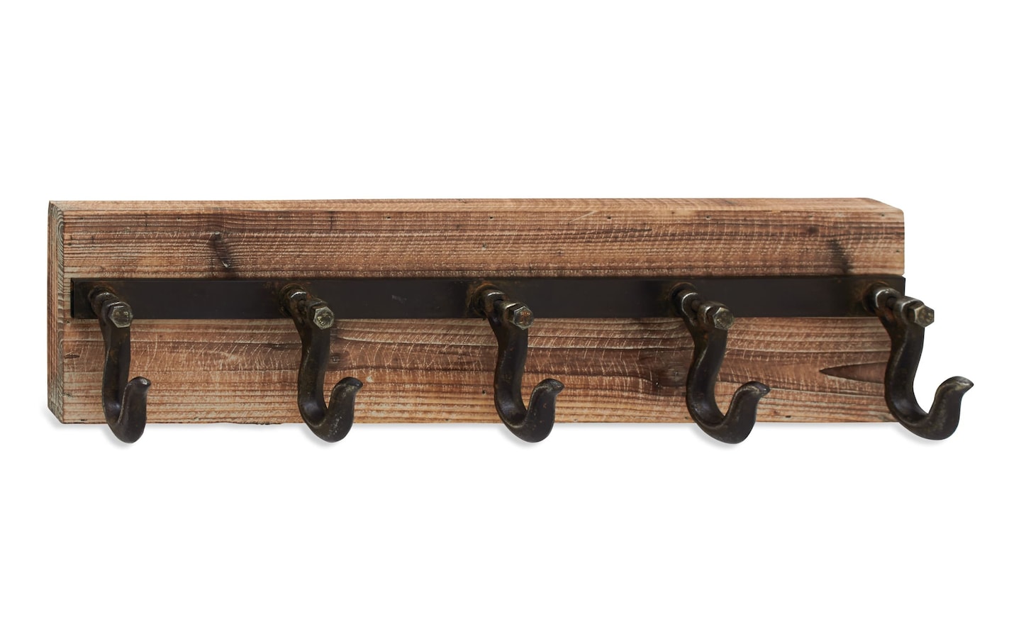 Wood and Metal Wall Rack With Hooks