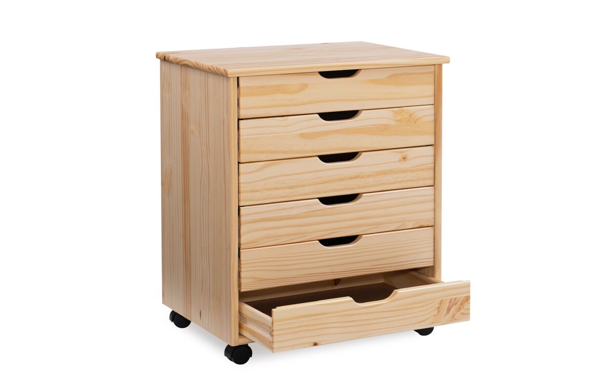 Edison Natural 6 Wide Drawer Rolling Cart natural_finish