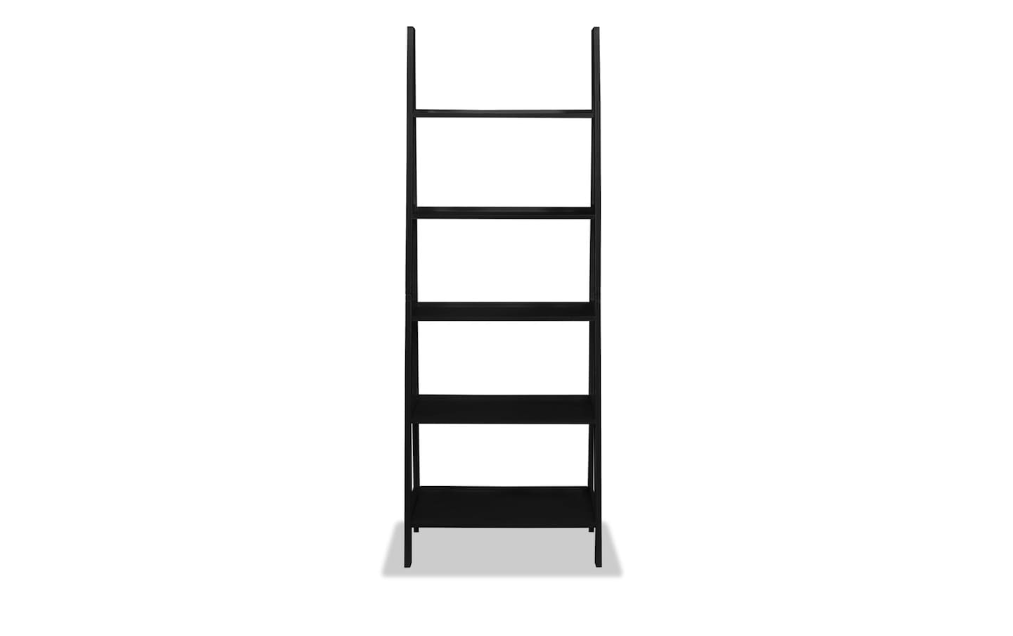 Trenton 72 Black 5 Shelf Solid Wood Bookcase