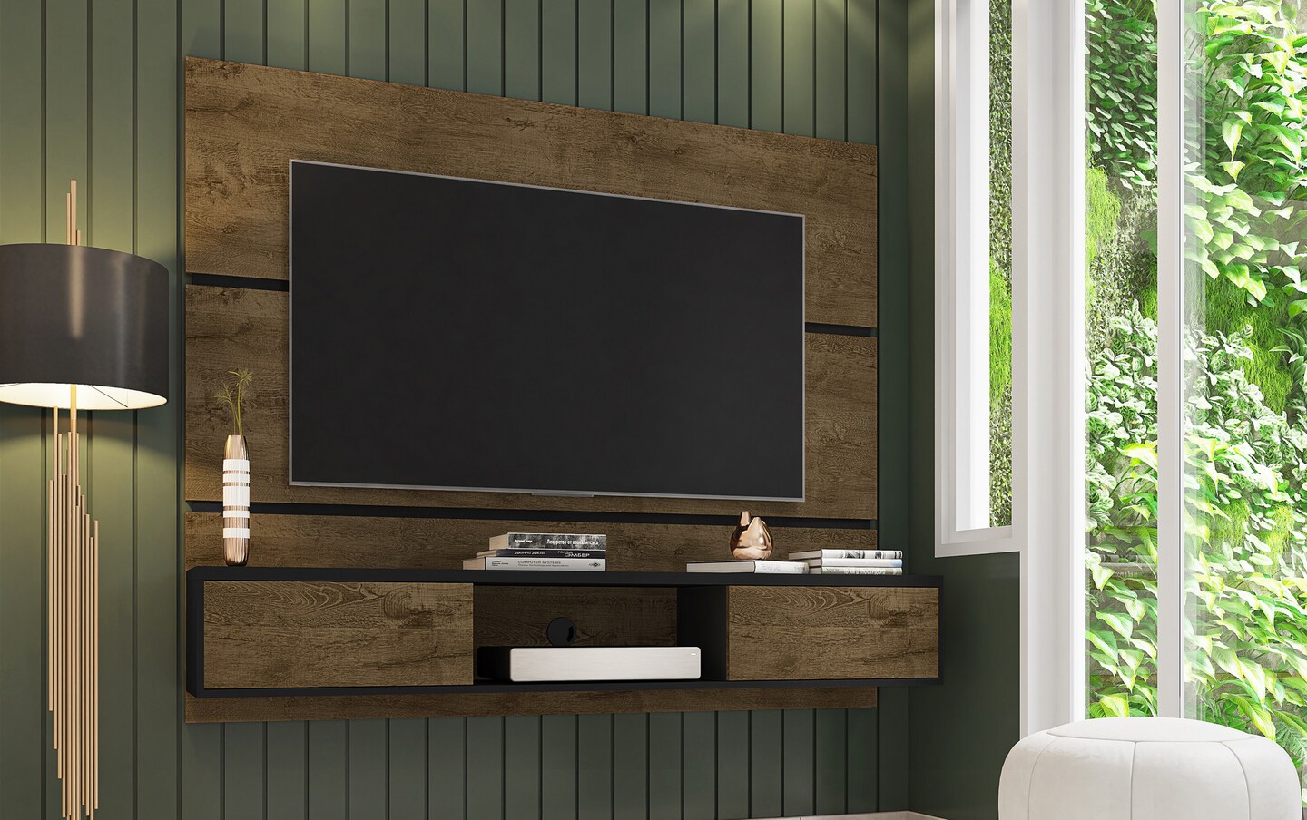 Mars Brown and Black Floating Entertainment Center | brown_finish