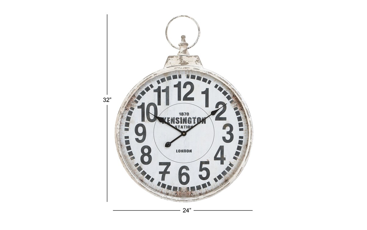 White Vintage Wall Clock white_finish Bob's Discount Furniture