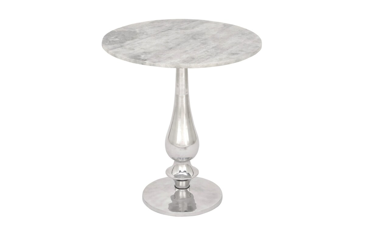 Yuka 20'' White Marble Round Accent Table | Bob's Discount Furniture