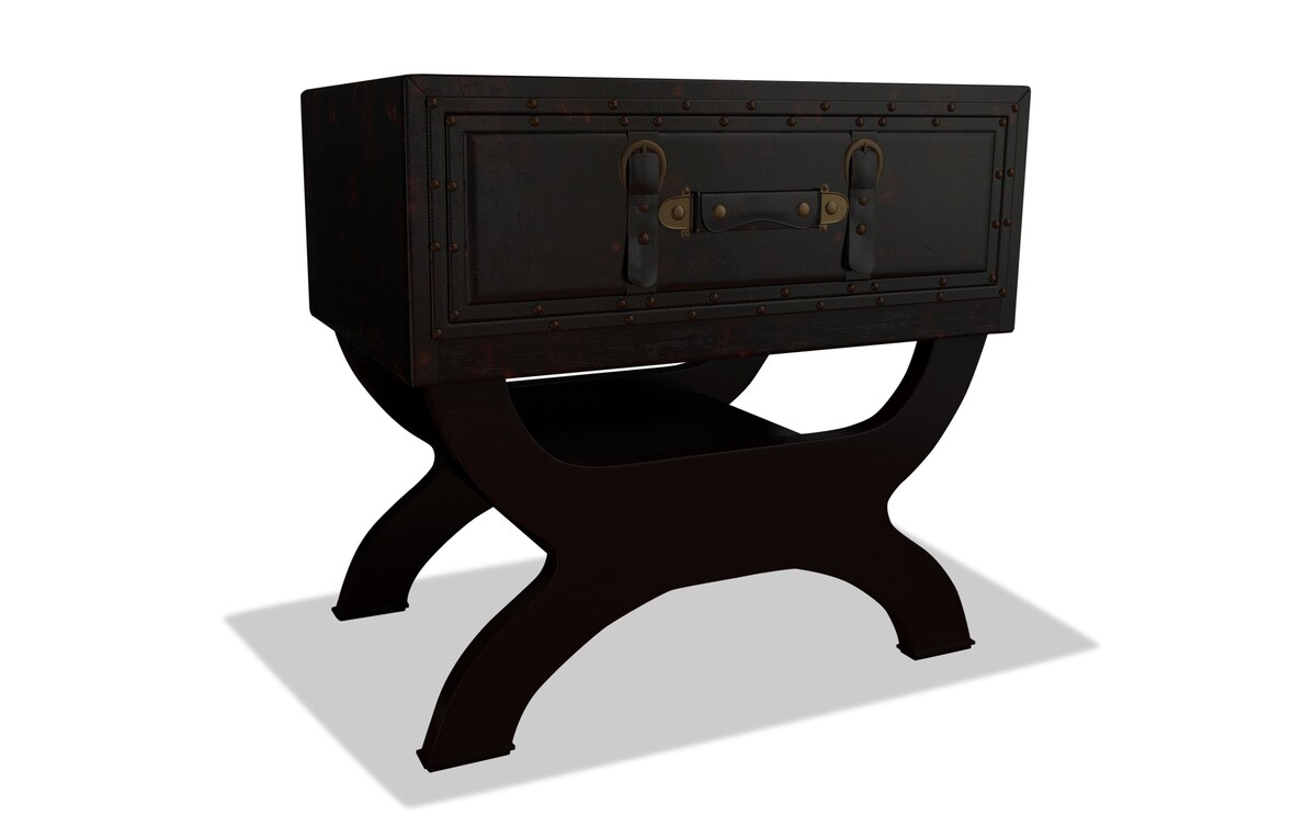 Phillip 16'' Brown Faux Leather Accent Table Bob's Discount Furniture