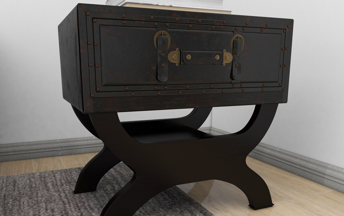 Phillip Brown Faux Leather Accent Table brown_finish Bob's Discount