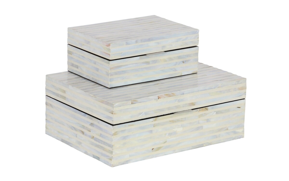 Set of 2 White Decorative Boxes white_finish