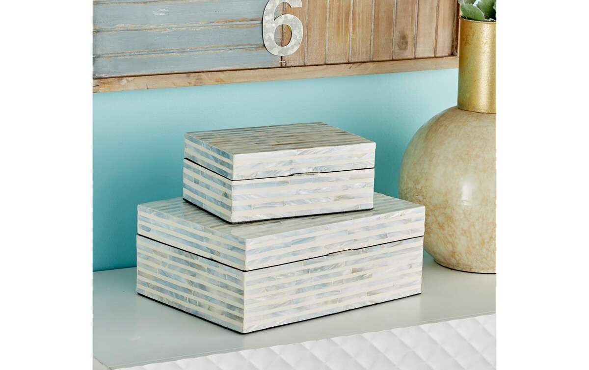 Set of 2 White Decorative Boxes white_finish