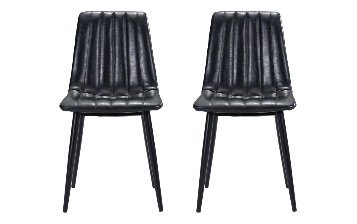 Utica Black Faux Leather Solid Back Dining Chair (Set of 2) Bob's