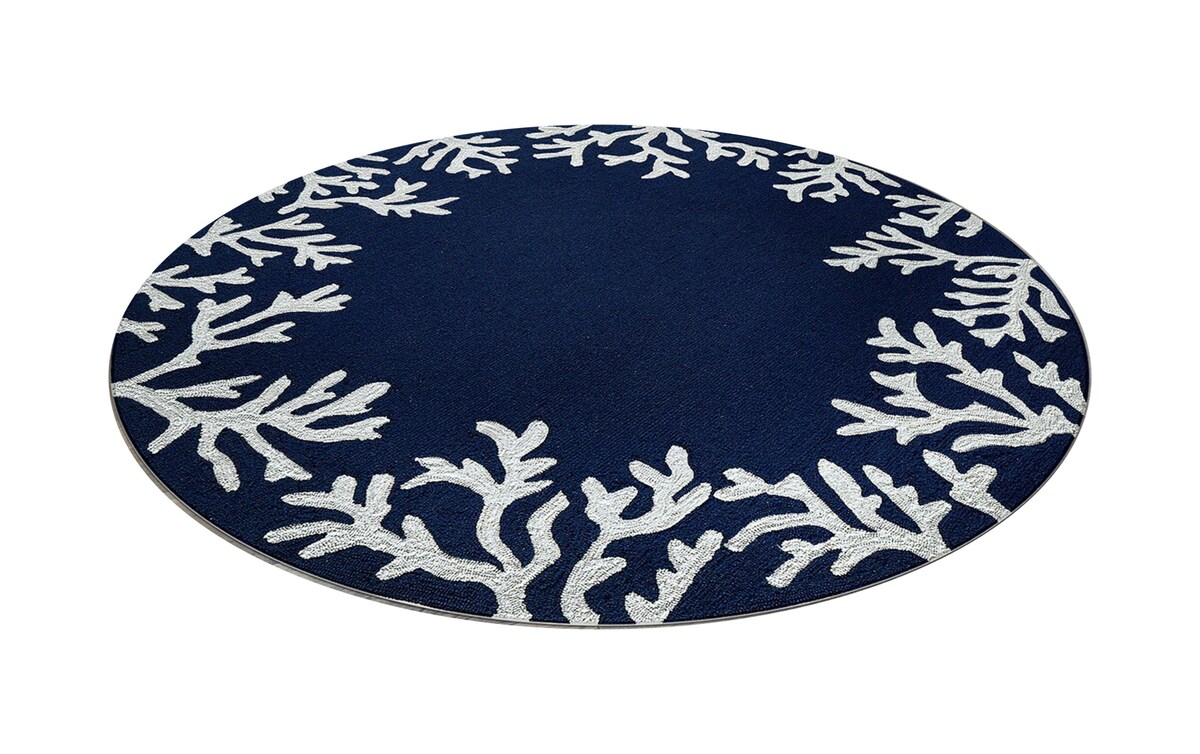 Coral 5' Round Blue Coastal Rug Bob's Discount Furniture & Mattress Store