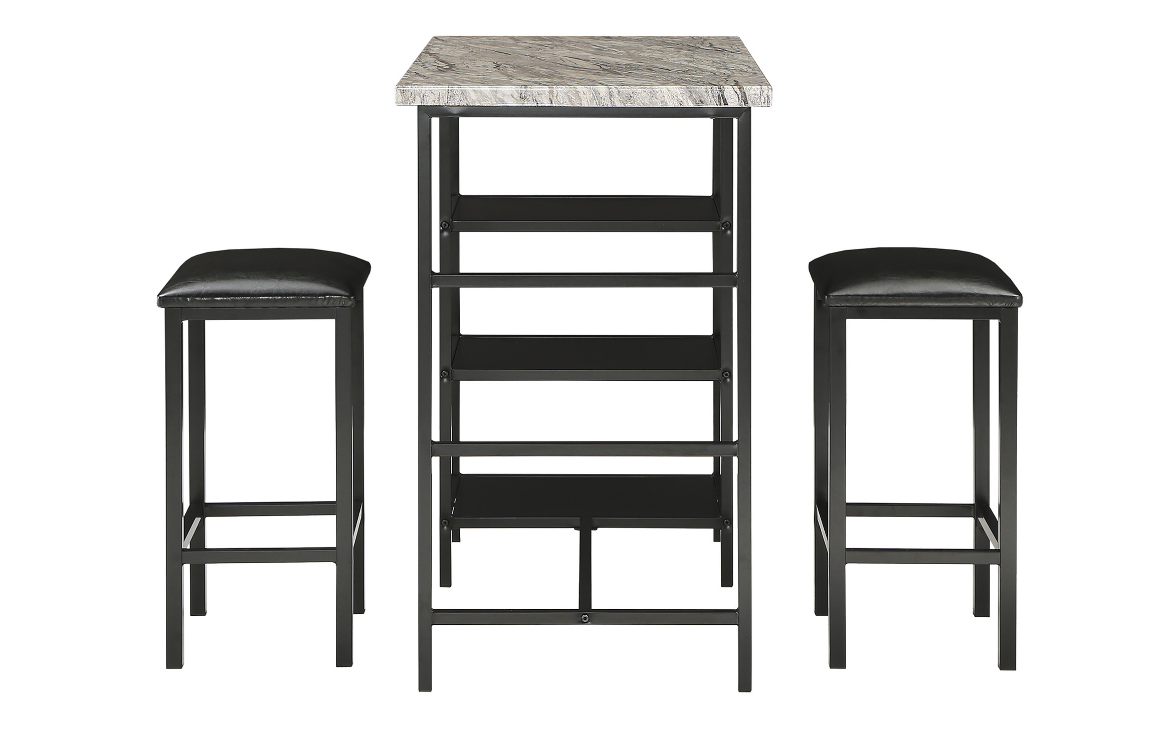 Norwich 3 PIece Black Counter Set black_finish Bob's Discount Furniture & Mattress Stores