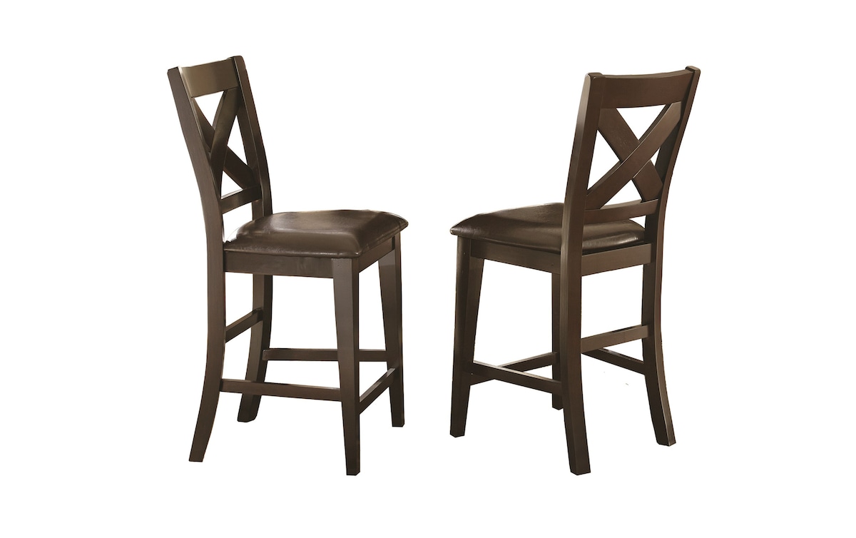 Kiles Brown Faux Leather Cross Back Counter Height Stool (Set of 2
