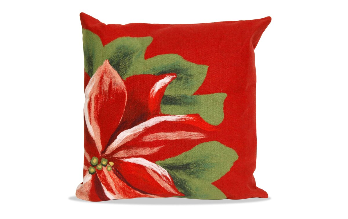 Poinsettia Red 20'' x 20'' Holiday Accent Pillow Bob's Discount