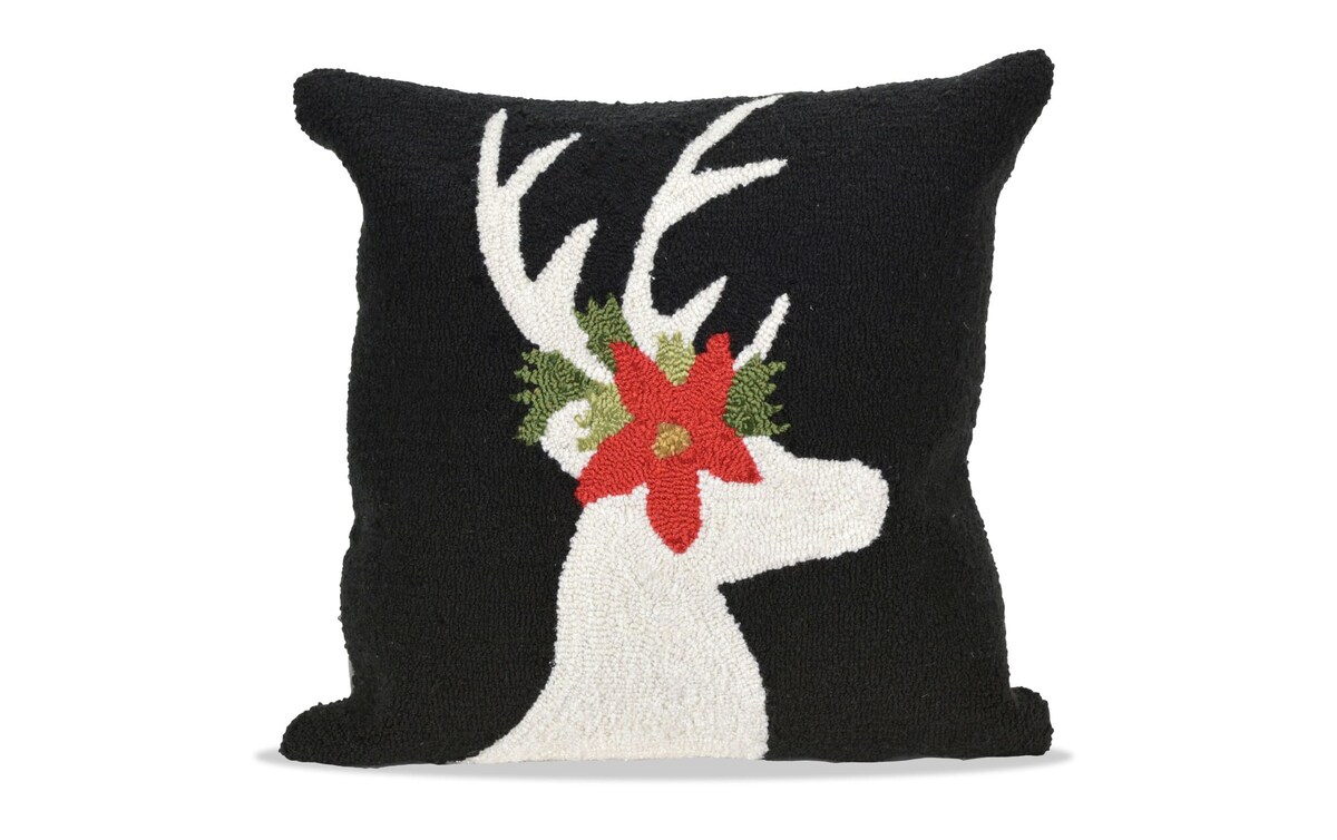 Reindeer Black 18'' x 18'' Holiday Accent Pillow Bob's Discount
