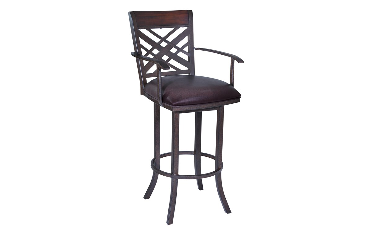 Trey Brown Faux Leather Upholstered Bar Height Swivel Stool Bob's