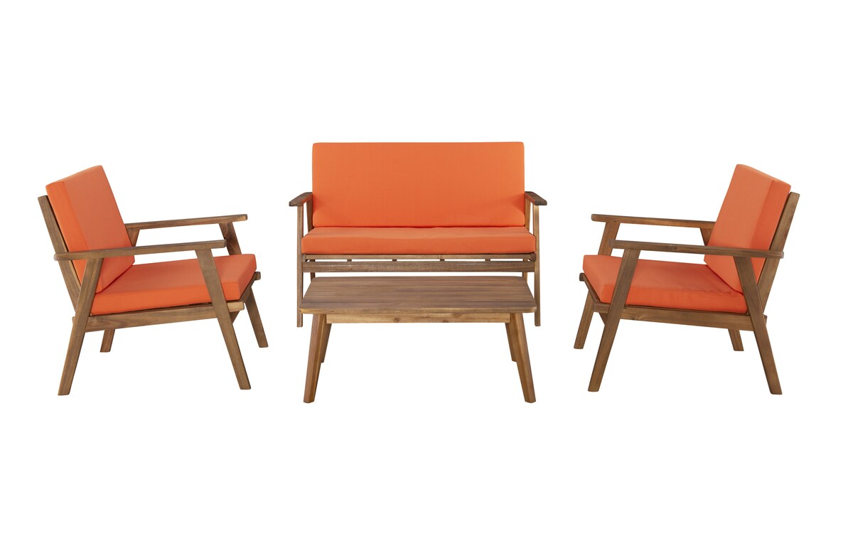 Eskridge 4 Piece Orange Outdoor Conversation Set Bob's Discount