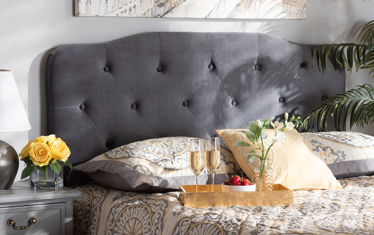 Billinis Gray Velvet King Headboard gray_color