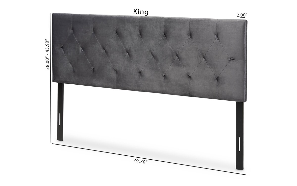 Betty Gray Velvet King Headboard gray_color
