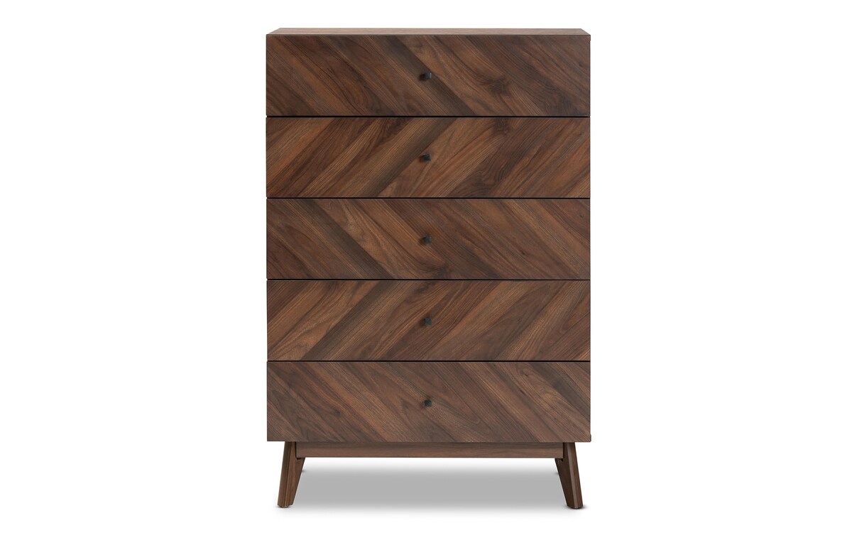 Brava Walnut 5 Drawer Chest Bob's Discount Furniture & Mattress Store
