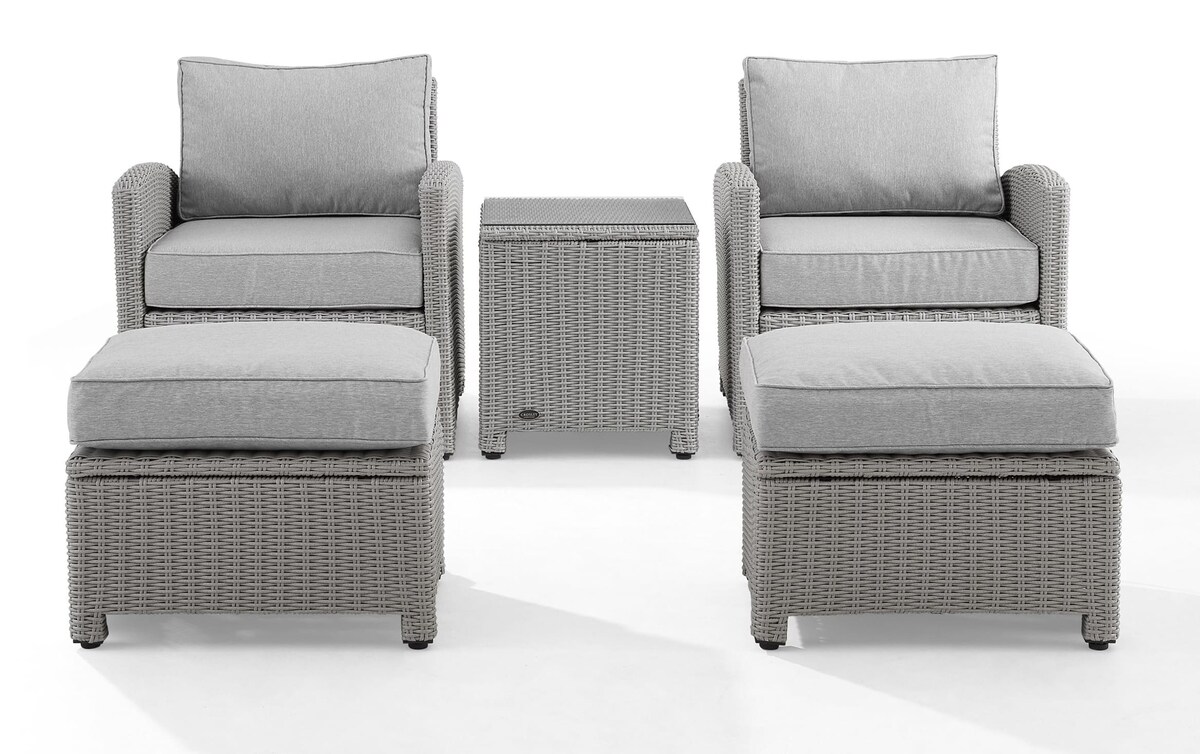 Pocola 5 Piece Gray Wicker Outdoor Set Bob's Discount Furniture