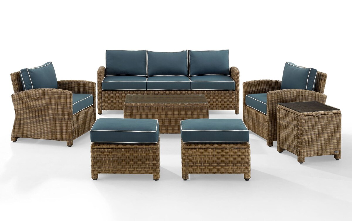 Pocola 7 Piece Brown Wicker Outdoor Conversation Set Bob's Discount