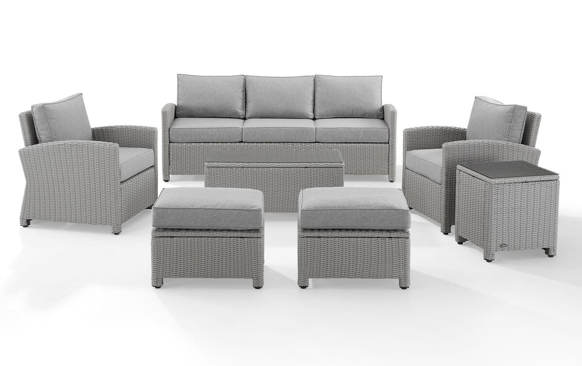 Pocola 7 Piece Gray Wicker Outdoor Conversation Set Bob's Discount