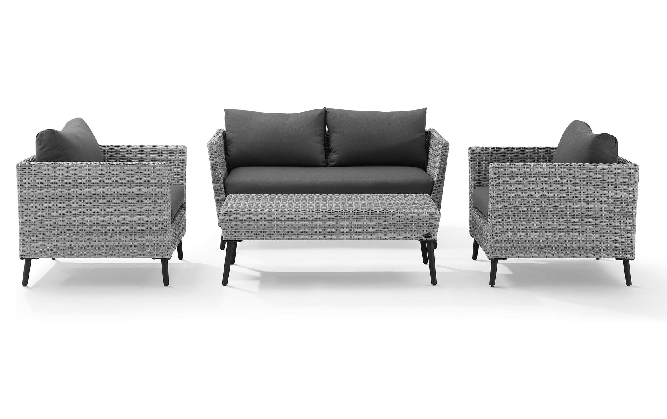 Auguste 4 Piece Gray Wicker Outdoor Conversation Set Bob's Discount