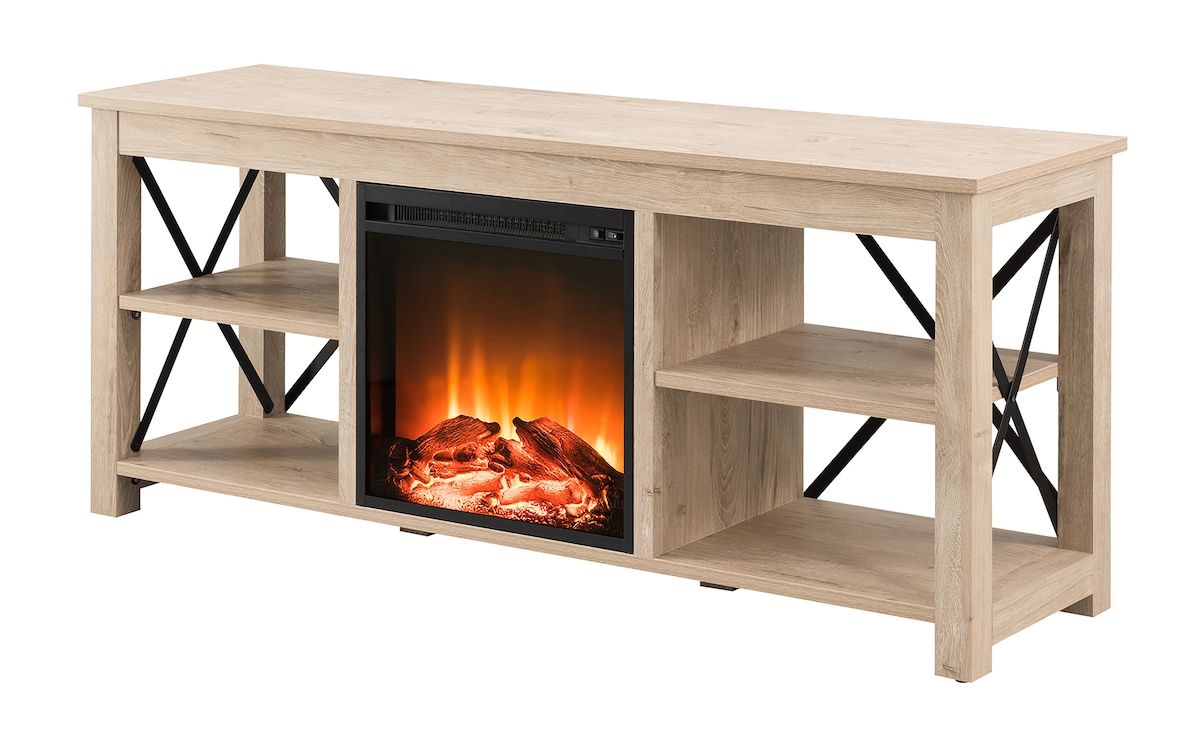 Anastasia White Oak 58'' Log Fireplace TV Stand white_oak_finish