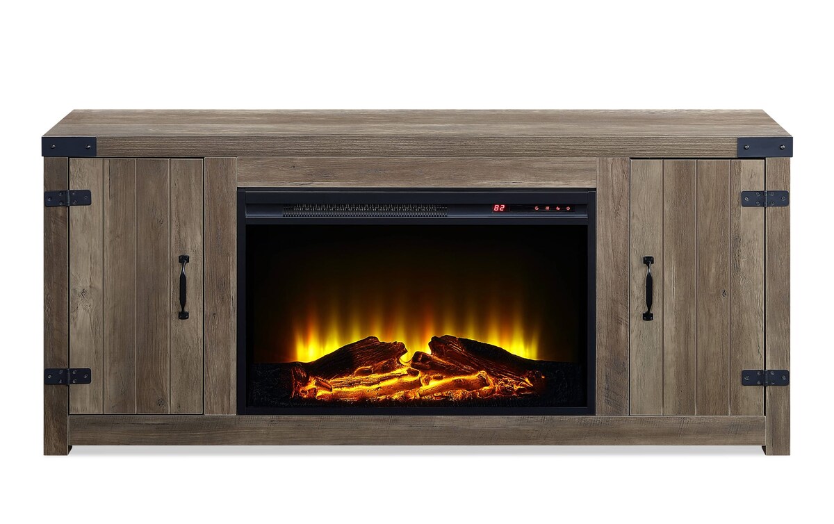 Lucca 54'' Distressed Brown Electric Fireplace and TV Stand Bob's Discount Furniture