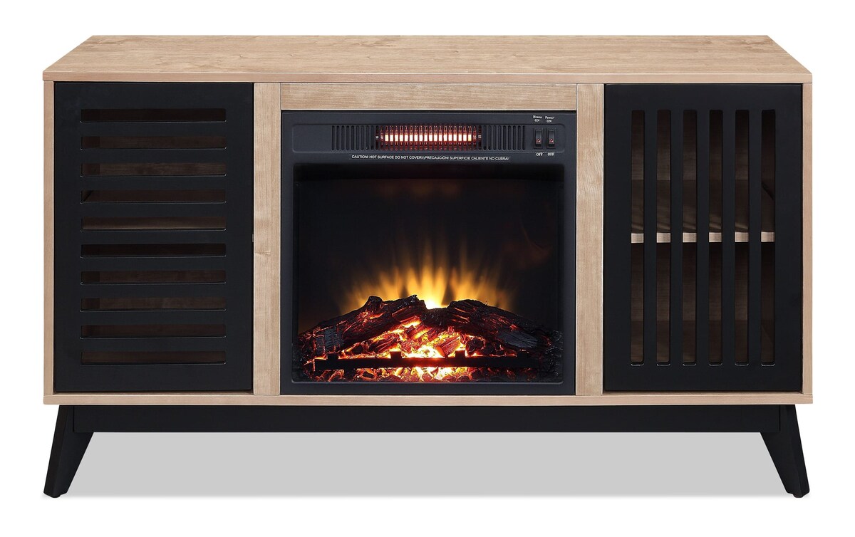 London 47'' Oak & Espresso Electric Fireplace and TV Stand Bob's Discount Furniture & Mattress