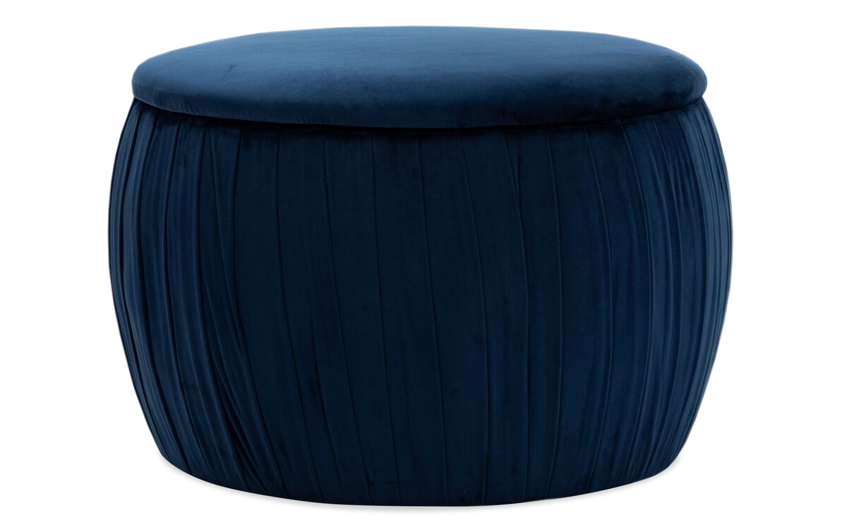 Muse Navy Velvet Storage Ottoman Bob's Discount Furniture & Mattress