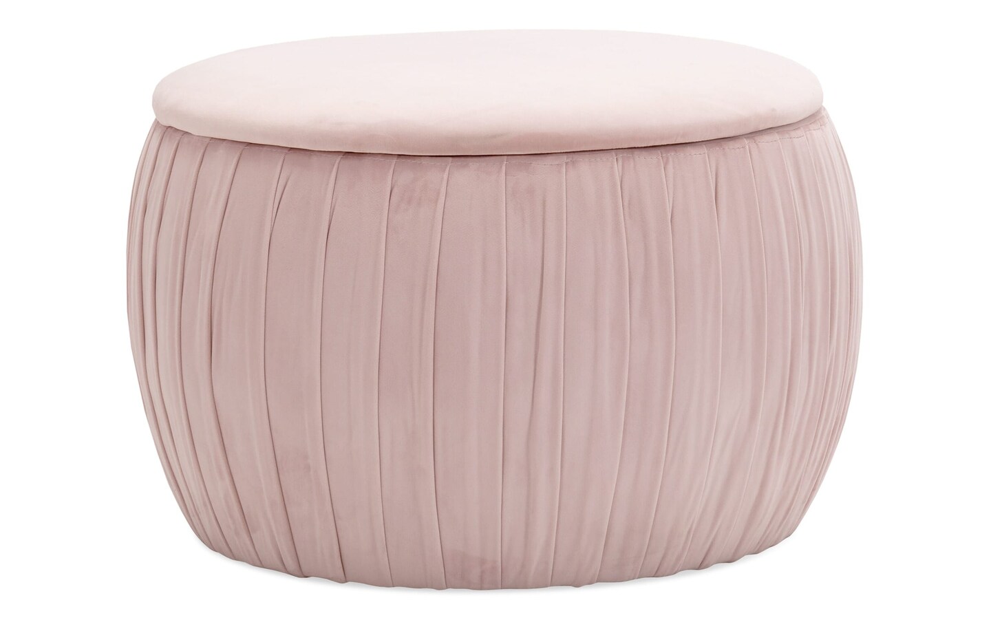 Muse Blush Velvet Storage Ottoman Bobs Discount Furniture And Mattress