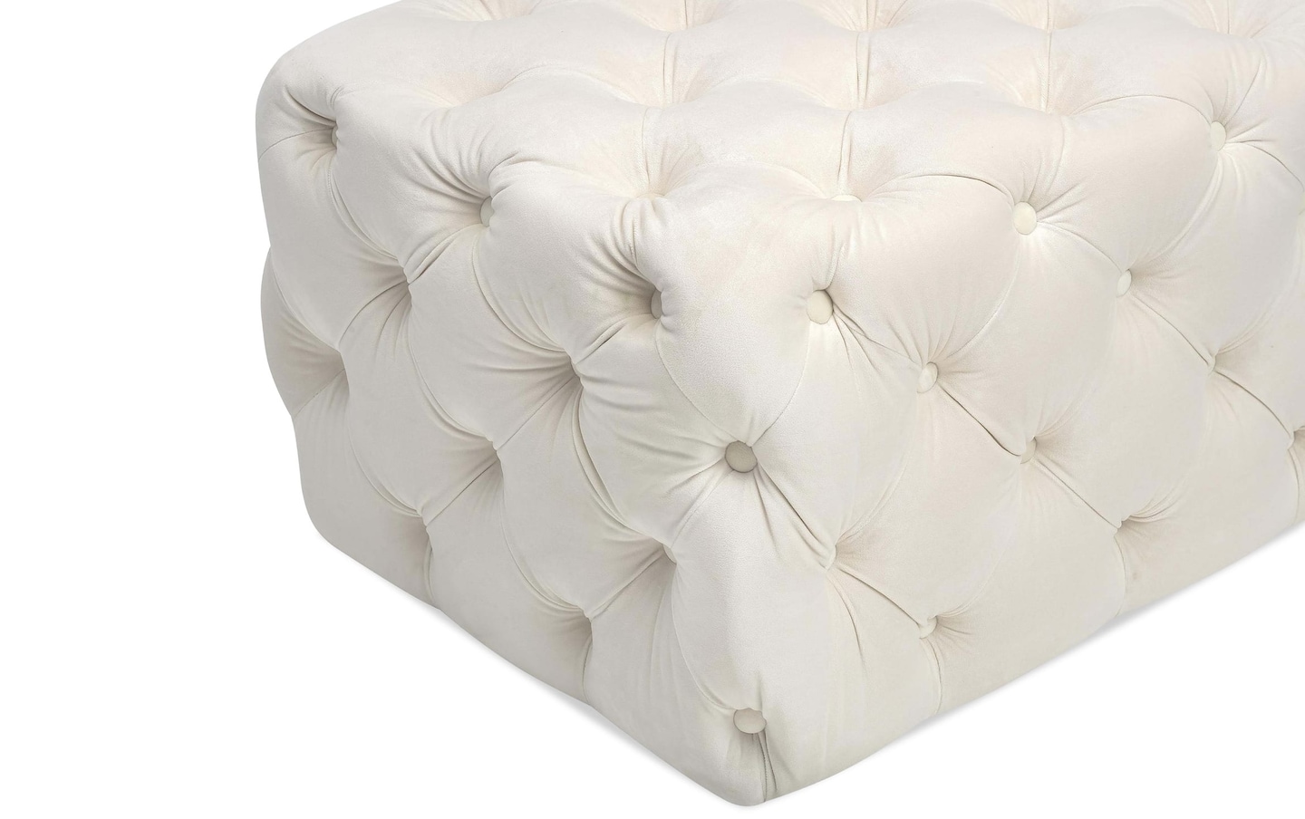 Gemini Cream Velvet Ottoman Cream Color