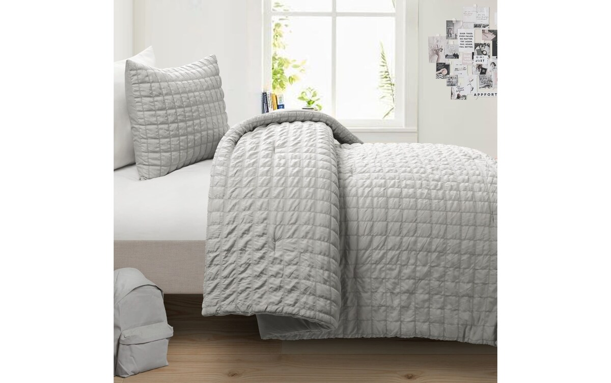 Tenso 2 Piece Twin XL Light Gray Comforter Set lightgray_color Bob