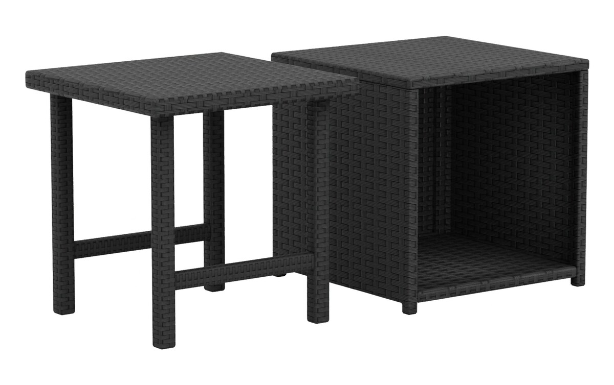 Catur 2 Piece Black Wicker Outdoor Ottoman and Side Table Set Bob's