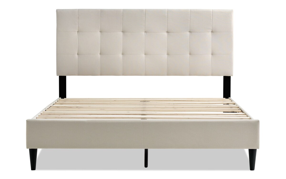 Blair Queen Cream Upholstered Panel Bed Bob's Discount Furniture & Mattress Store