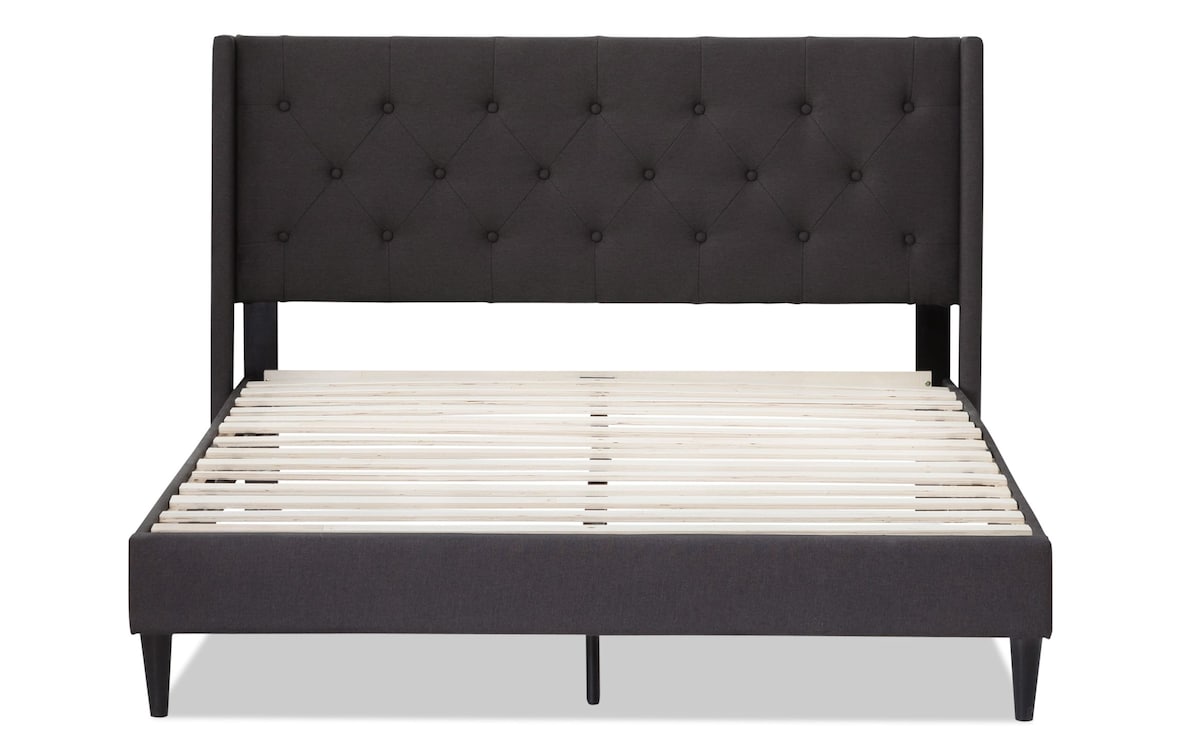 Ada II Twin Charcoal Upholstered Platform Bed Bob's Discount Furniture & Mattress Store