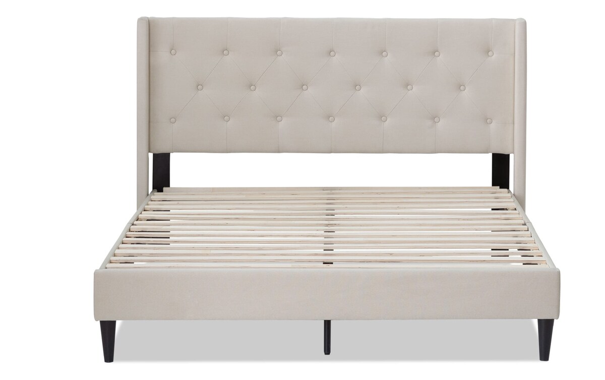 Ada II Full Beige Upholstered Platform Bed Bob's Discount Furniture