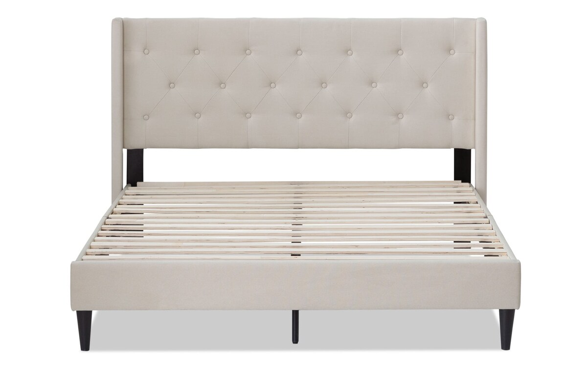 Ada II King Beige Upholstered Platform Bed Bob's Discount Furniture