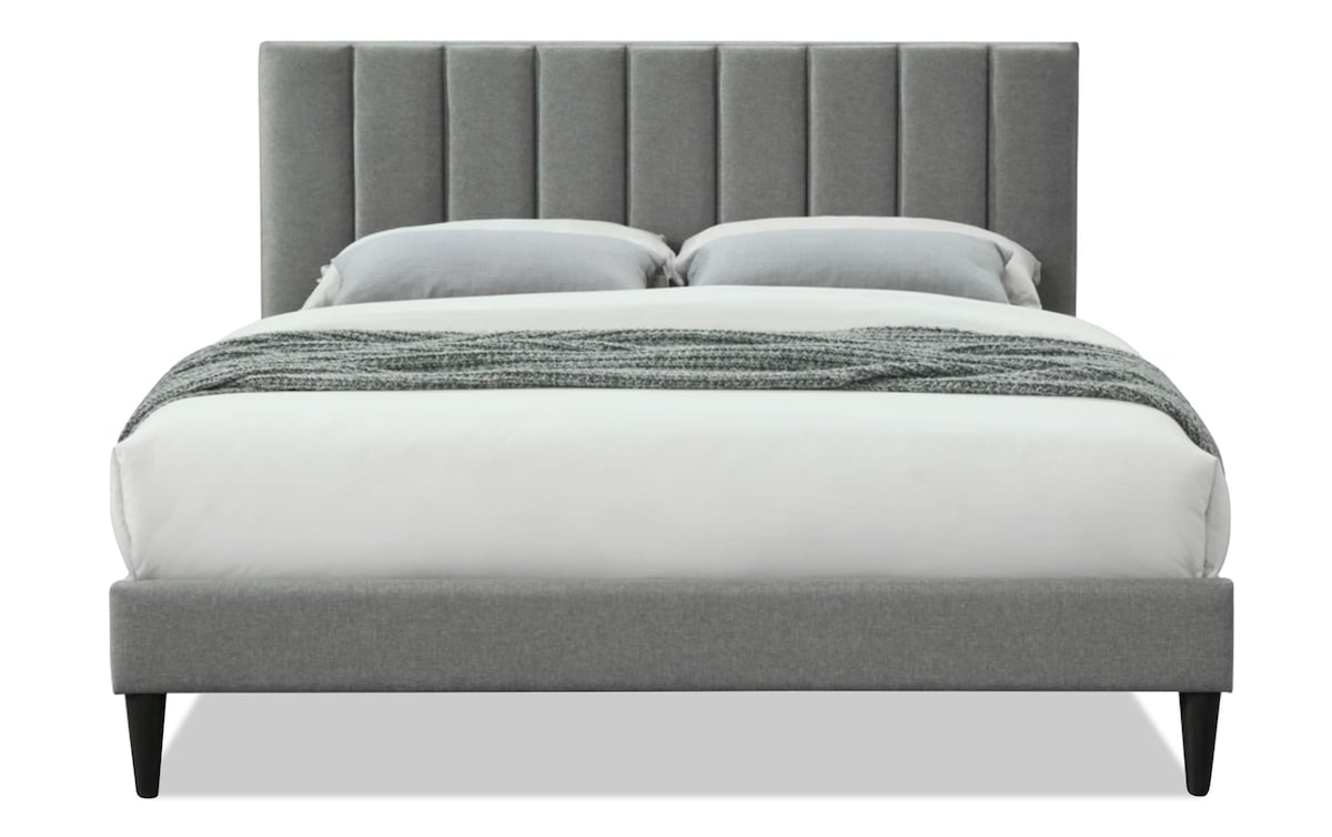 Asher Queen Gray Upholstered Platform Bed Bob's Discount Furniture