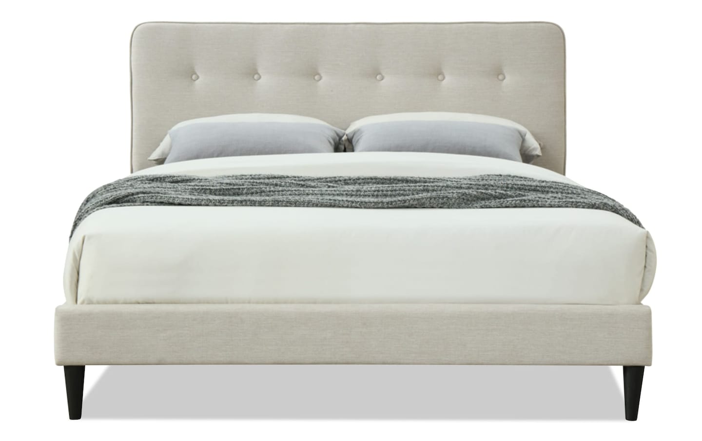 Lila Queen Beige Upholstered Platform Bed | Bob's Discount Furniture ...