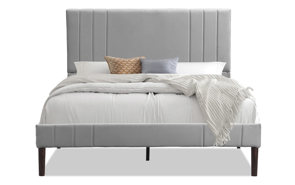 Warren II Queen Gray Upholstered Platform Bed Bob's Discount